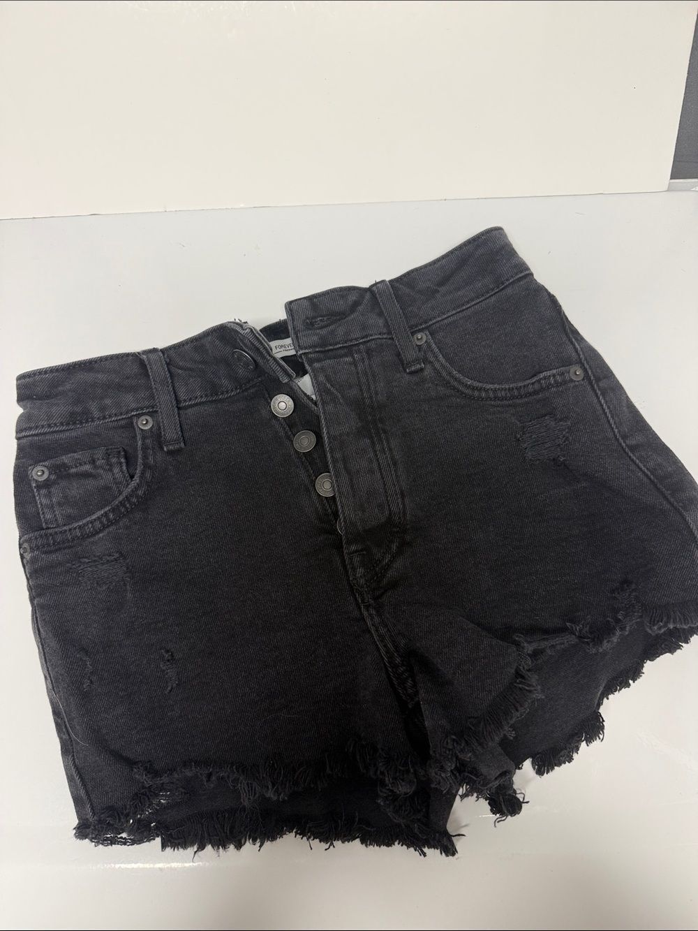 High-Waist Black Denim Jean Shorts - LIKE NEW - Size XS